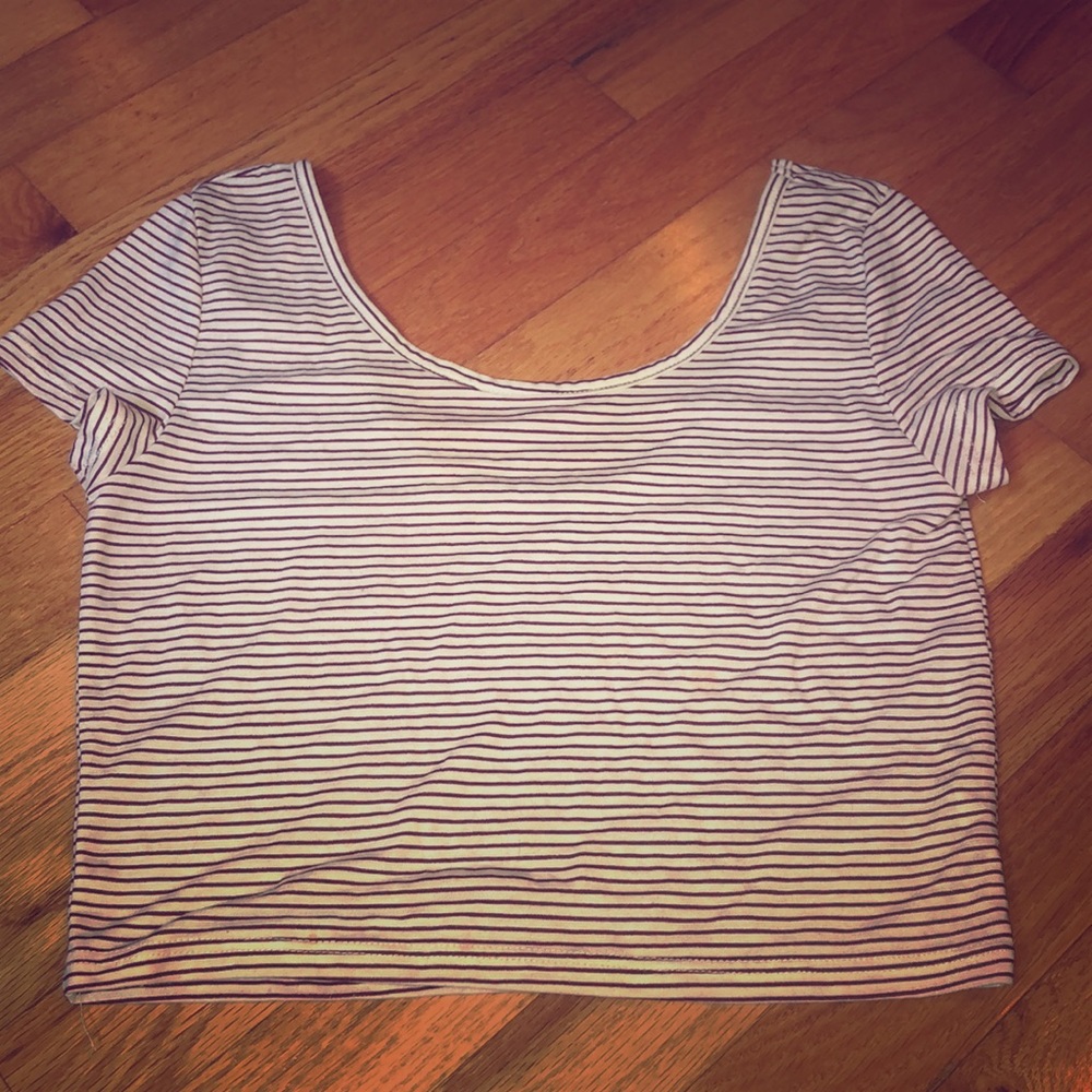 Burgundy striped crop top